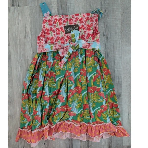 Matilda Jane Meadow Sweet Ellie Strawberry Knotted Tiered Tunic Dress, 6Y (Z3) - Picture 3 of 7